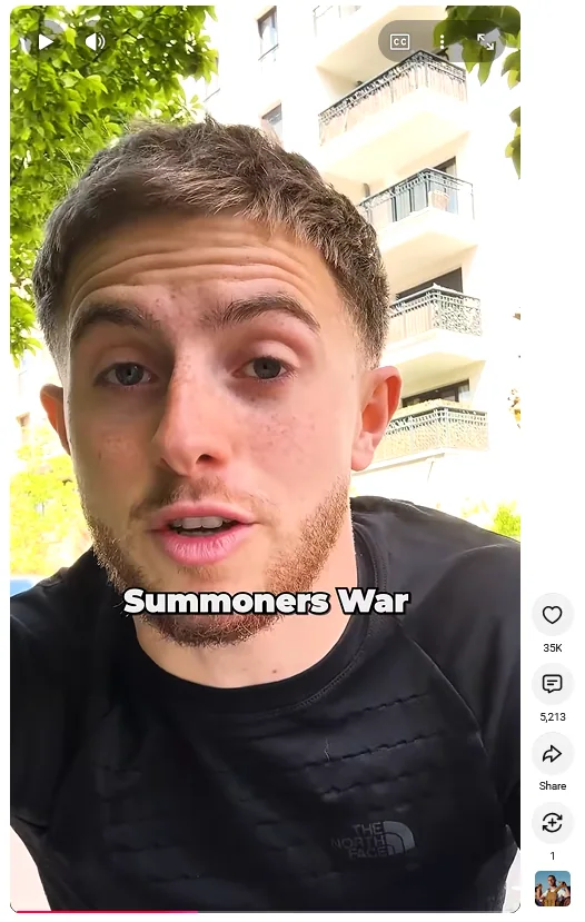 Michou speaking to camera about Summoners War